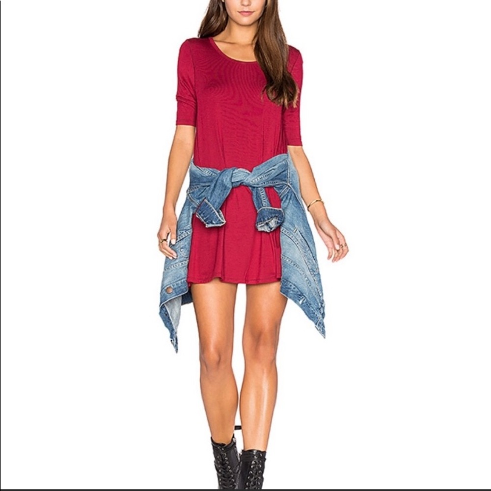 We the Free Jacqueline keyhole tunic red x-small